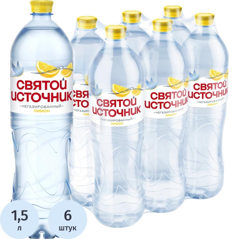 Вода питьевая Святой Источник Лимон негазированный пэт 1,5л