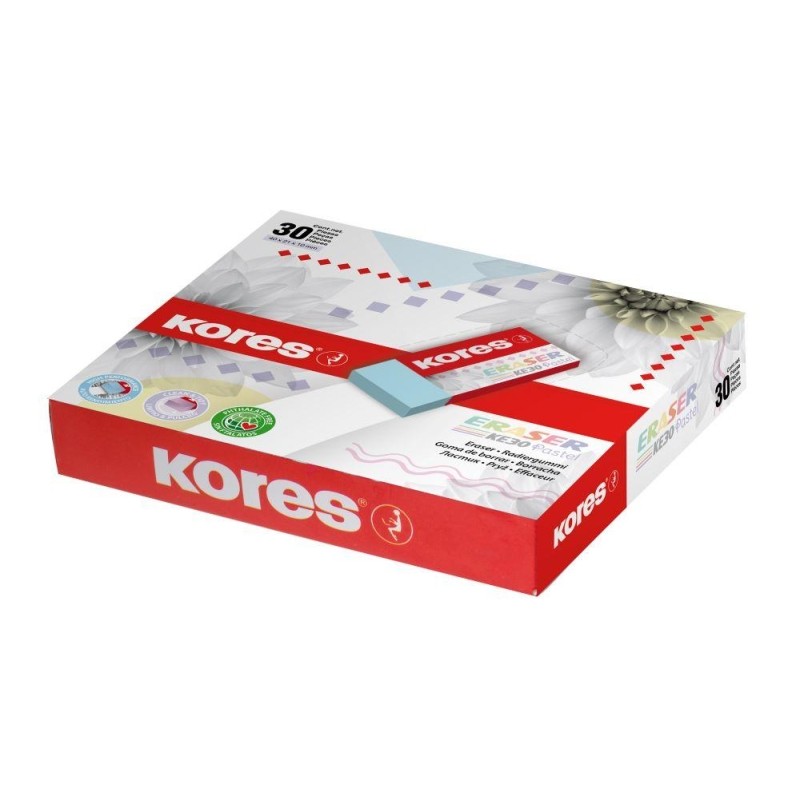 Ластик Kores 40x21x10мм прямоугольный пастельный 3 штуки