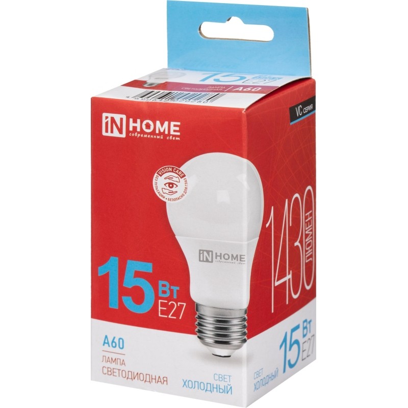 Лампа светодиодная LED-A60-VC 15Вт 230В Е27 6500К 1430Лм IN HOME