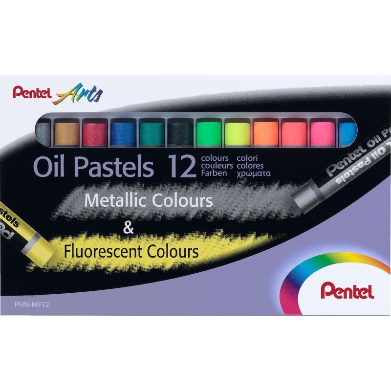 Пастель масляная Pentel флуор. 6цв/наб + металлик 6цв/наб PHN-MF12