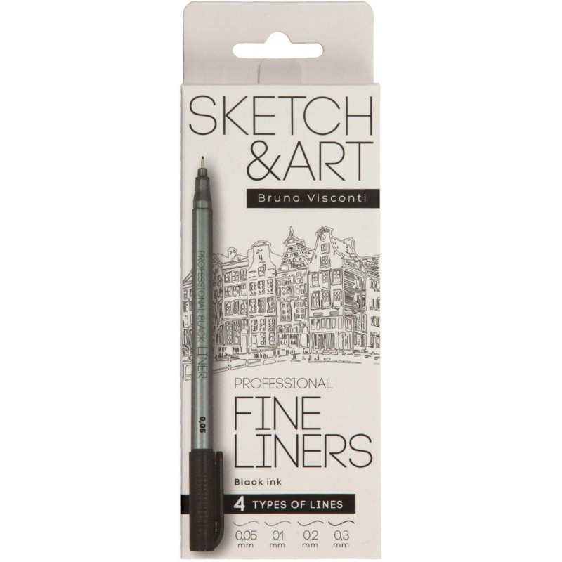 Набор линеров тонких Sketch&amp;Art черного цвета, 4 шт. 36-0031