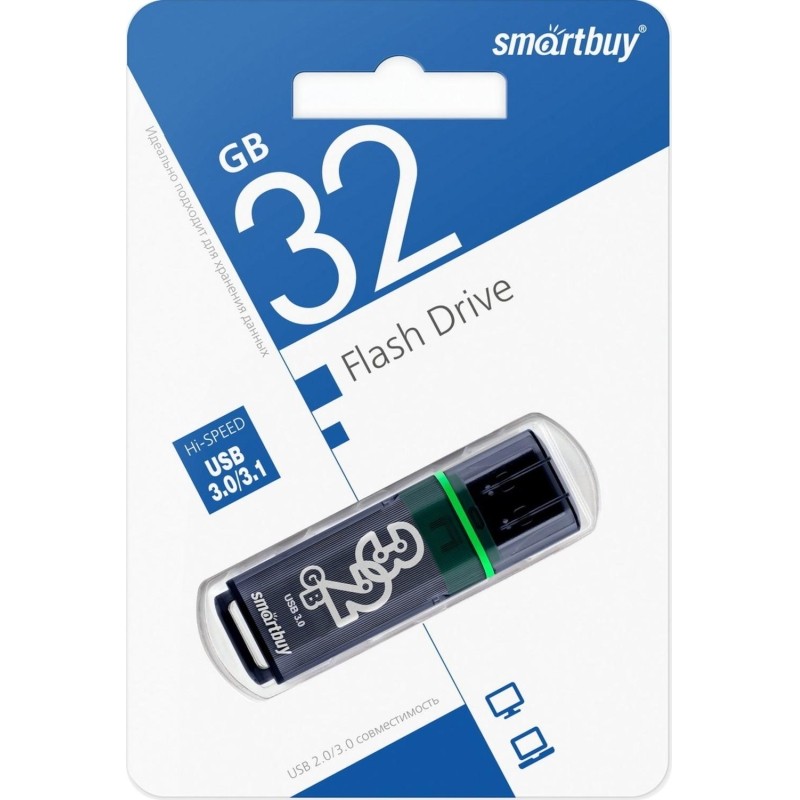 Флеш-память SmartBuy UFD 3.0/3.1 032GB Glossy series Dark Grey(SB32GBGS-DG)