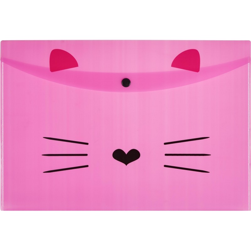 Папка-конверт на кнопке А4 №1School Kitty 2 шт/уп (1 роз., 1 черн)
