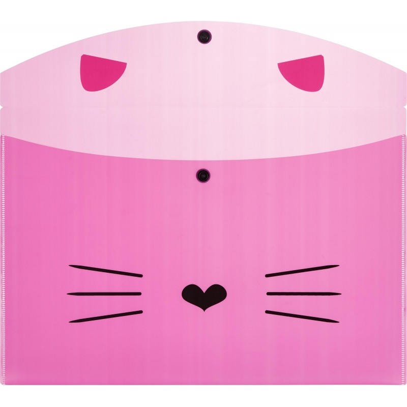 Папка-конверт на кнопке А4 №1School Kitty 2 шт/уп (1 роз., 1 черн)
