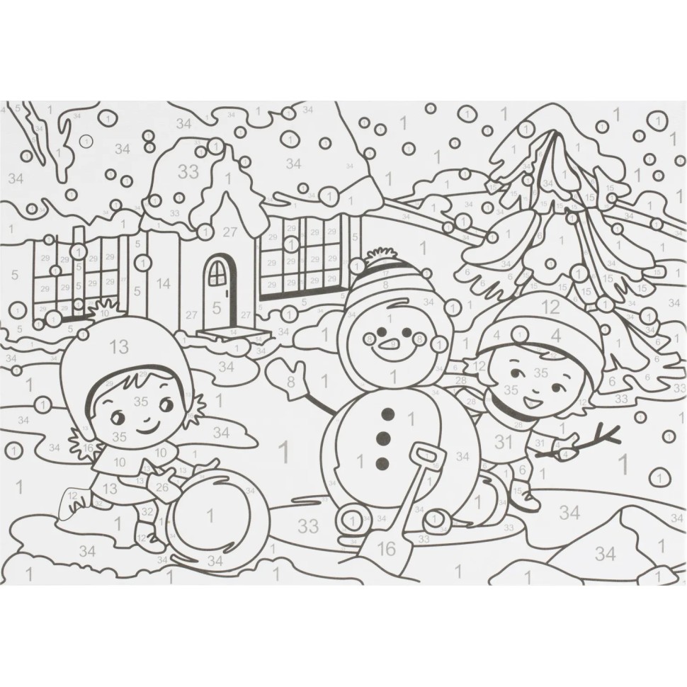 Картина по номерам для малышей Зимняя серия НГСнежные забавы наб.,Ркн-127 Картина по номерам для малышей Зимняя серия НГСнежные забавы наб.,Ркн-127