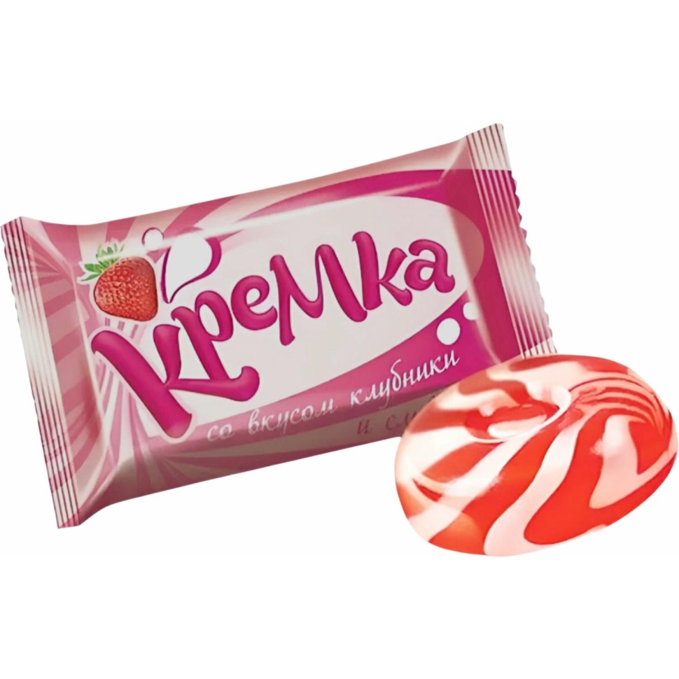 Карамель Кремка со вкусом клубники и сливок, 500г