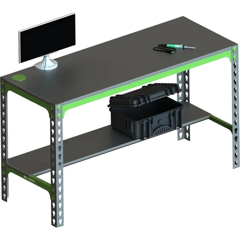 Стол производственный металлический Metalex 750х1200х600 зел/сер