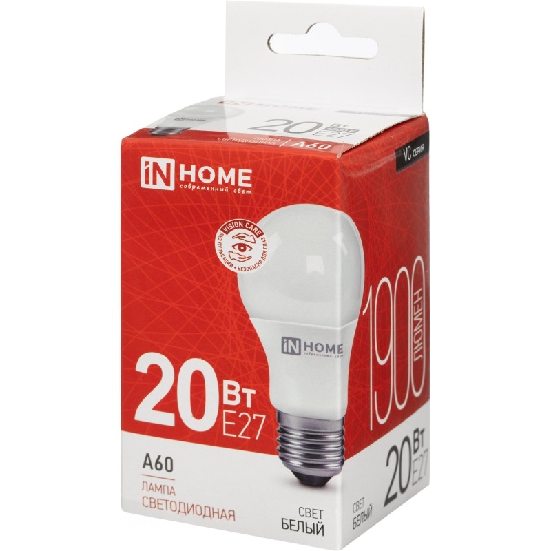 Лампа светодиодная LED-A60-VC 20Вт 230В Е27 4000К 1900Лм IN HOME