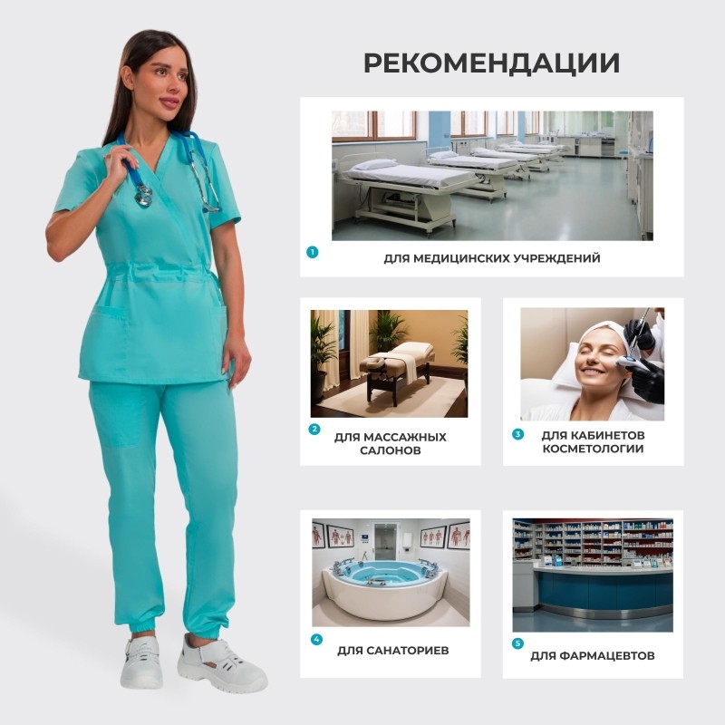 Костюм для медицинского персонала жен. М24 КБР бирюзовый 48 (158-164)