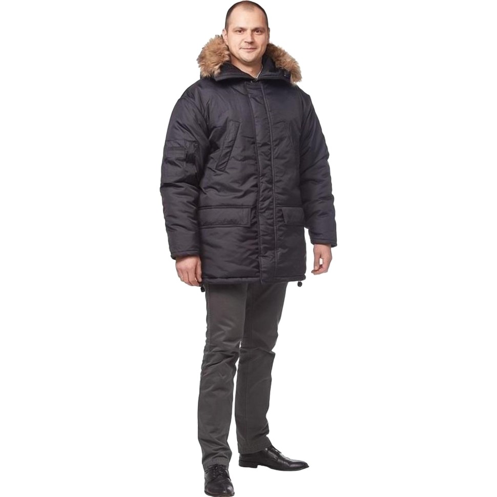 Куртка зимняя муж Аляска з66-КУ удлиненная черн (р.56-58)170-176