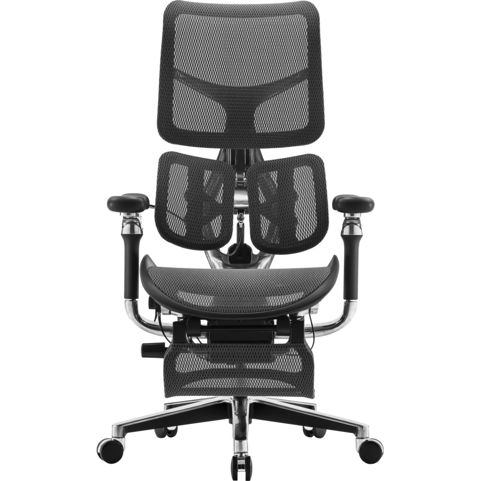 Кресло RP_FALTO SCALA с подножкой (Каркас чёрный, сетка тёмно-серый) Кресло RP_FALTO SCALA с подножкой (Каркас чёрный, сетка тёмно-серый)