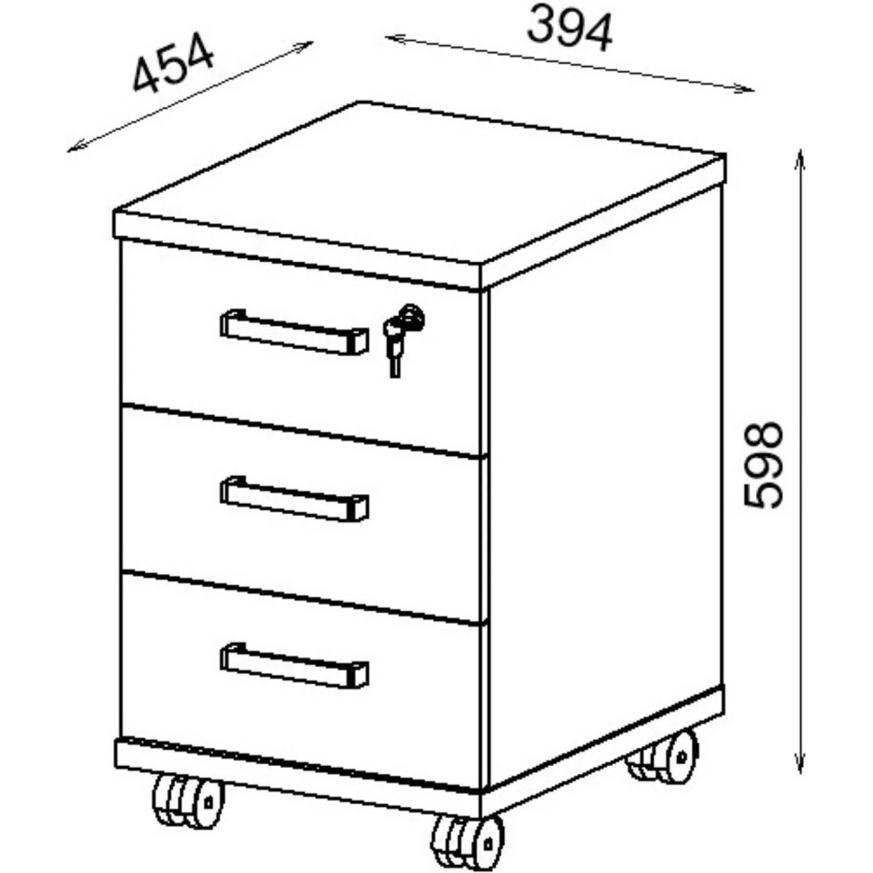 Тумба Avance подкатная с замком 6ТЗ.004 394х454х598 белый