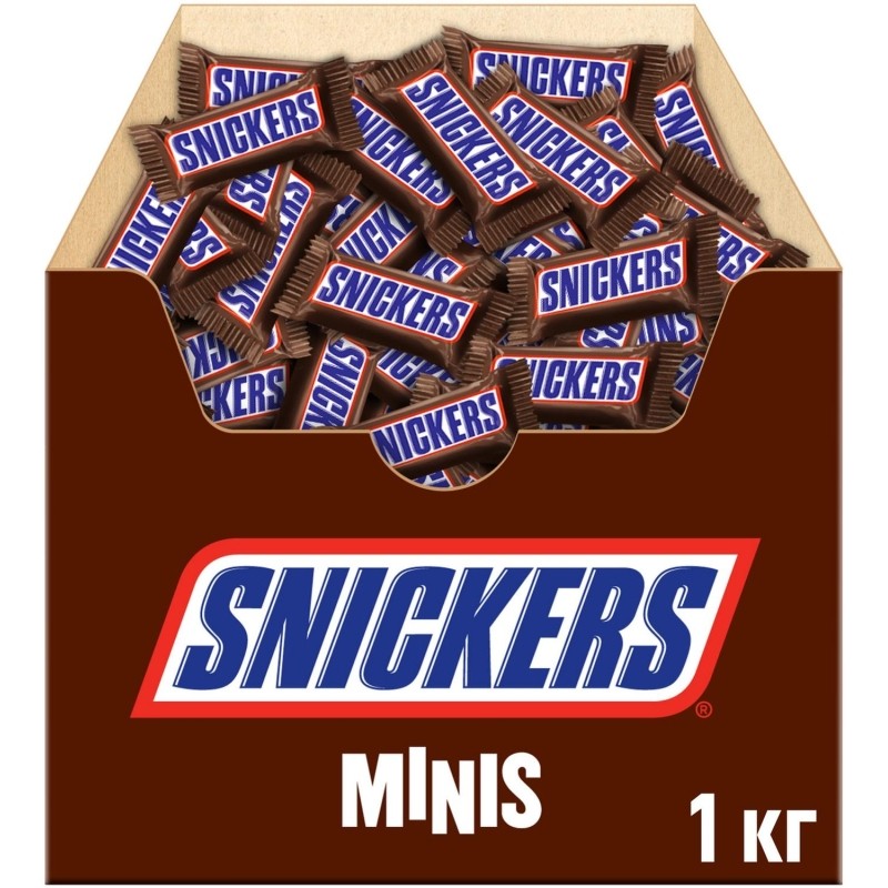 Шоколадный батончик Snickers Minis с карамелью, арахисом и нугой, 1кг
