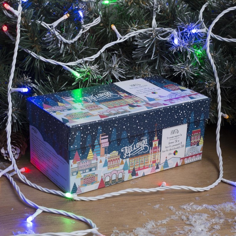 Гирлянда светодиодная Нить 20 м , IP44, 200 LED, мульти, 8реж, 220В 3584143