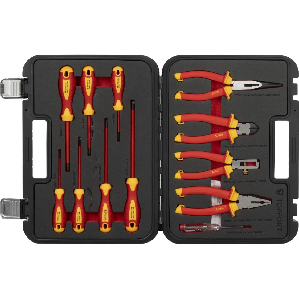 Набор диэлектрических инструментов Topfort 12 предметов (VDE584212) Набор диэлектрических инструментов Topfort 12 предметов (VDE584212)