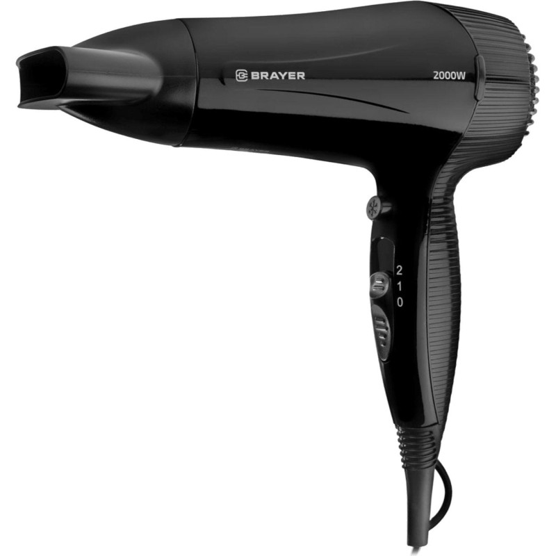 Фен настенный BRAYER 3021BR-BK,2000,2скор,2режнагрева,концентр,холод,1,8м