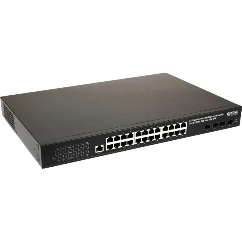 Коммутатор Osnovo SW-24G4X-1L (L3) 28x1Гбит/с 4SFP+ 24PoE 400W управляемый