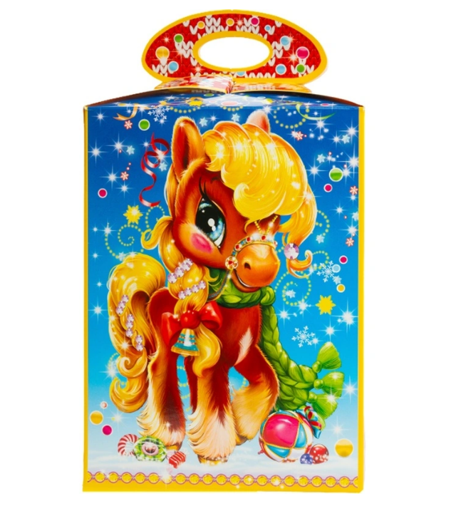 Новогодний сладкий подарок Лошадка красавица Картон 1000 грамм, K016