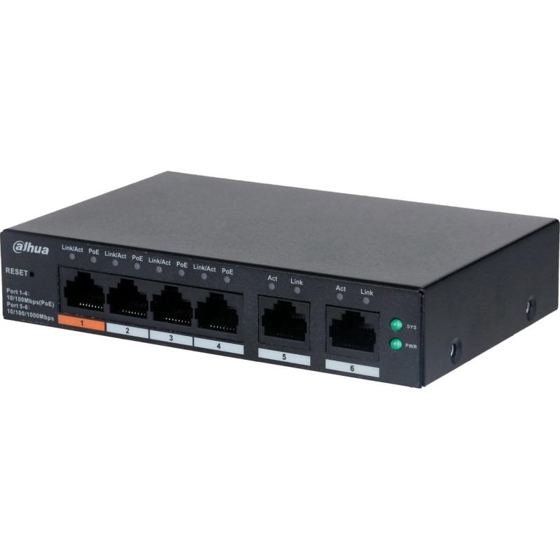 Коммутатор Dahua DH-CS4006-4ET-60 4-портовый PoE,обл упр,RJ45,uplink