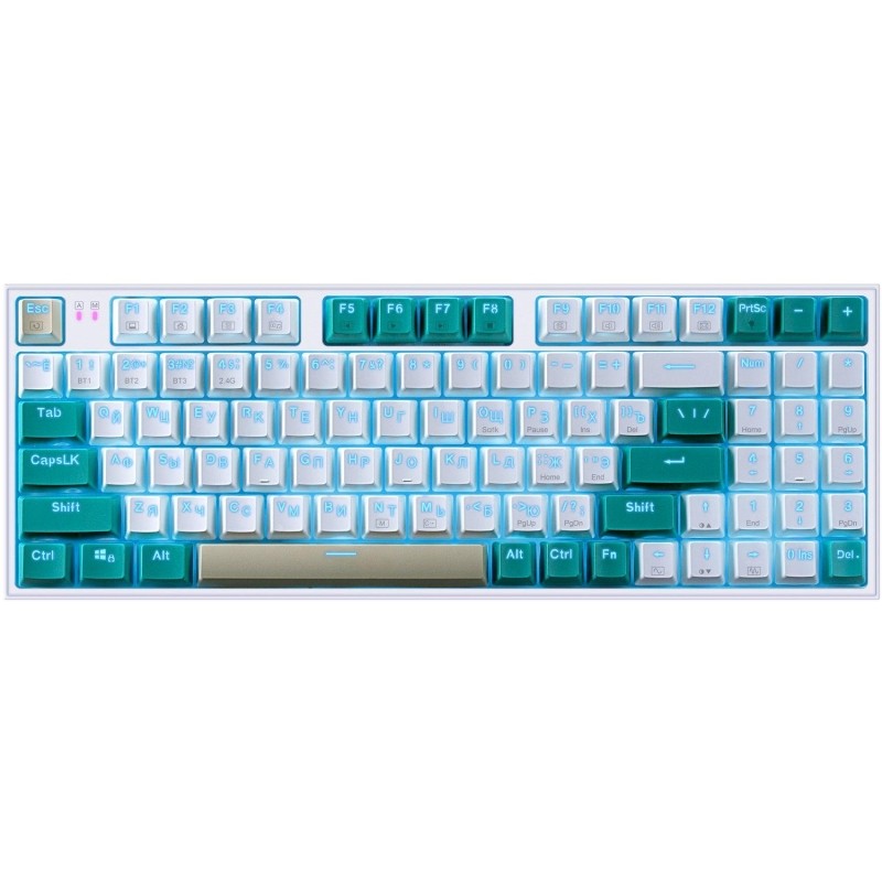 Клавиатура Redragon Veigar (71476) беспров. RU,RGB,BT+2.4G,бело-голубой