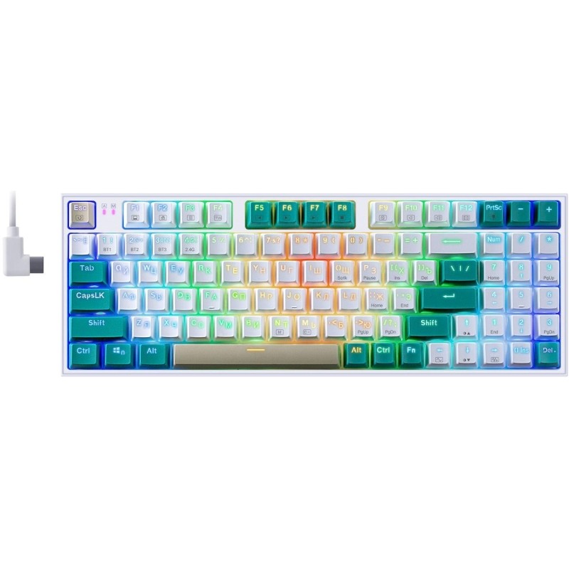 Клавиатура Redragon Veigar (71476) беспров. RU,RGB,BT+2.4G,бело-голубой