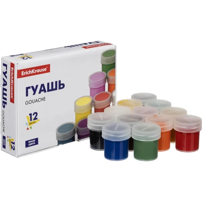 Гуашь Erich Krause Basic 12 цв., 17мл, 50544