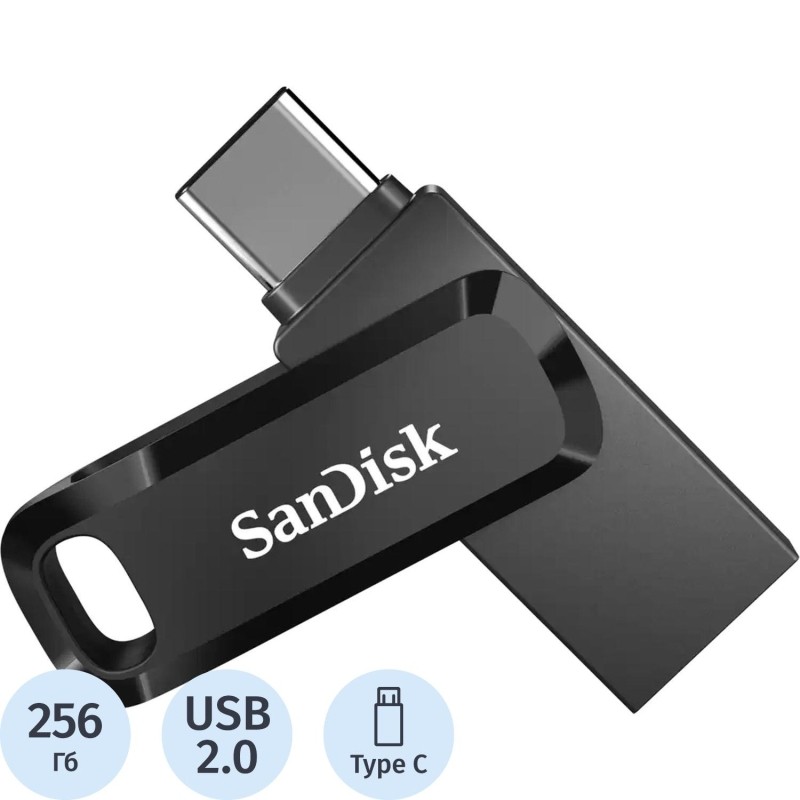 Флеш-память SanDisk Ultra Dual Drive Go 256GB/USB-C/черный(SDDDC3-256G-G46)