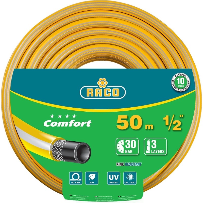 Шланг поливочный RACO COMFORT 1/2 50 м 30 атм трехслойный армированный