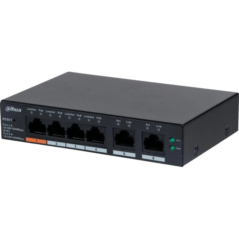 Коммутатор Dahua DH-CS4006-4GT-60 4-порт гигабит PoE,обл упр,RJ45,uplink