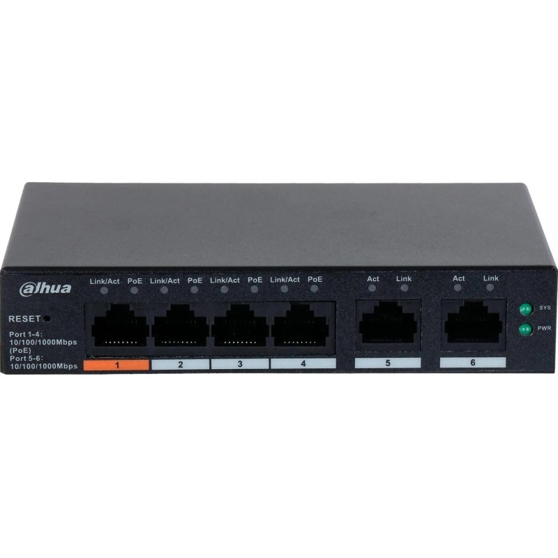 Коммутатор Dahua DH-CS4006-4GT-60 4-порт гигабит PoE,обл упр,RJ45,uplink