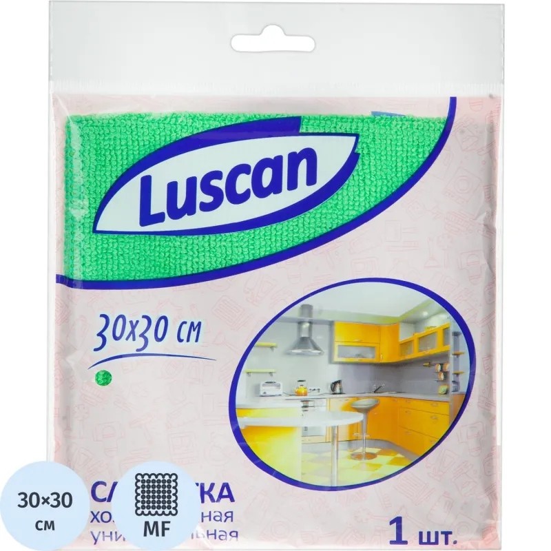 Салфетка хозяйственная Luscan из микрофибры универ 200г/м2 30х30см зеленая