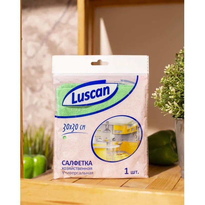 Салфетка хозяйственная Luscan из микрофибры универ 200г/м2 30х30см зеленая