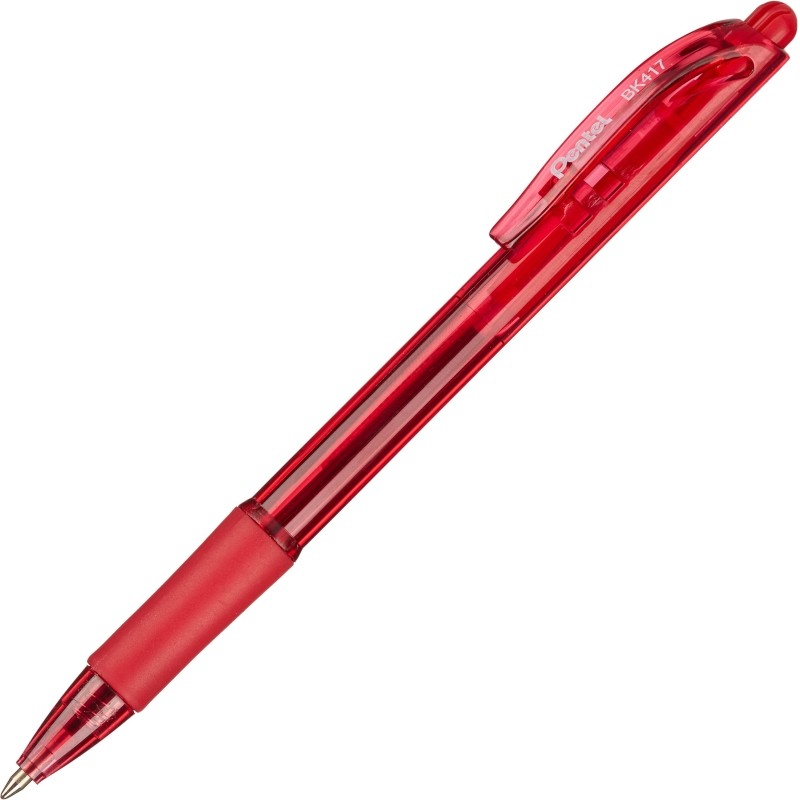Ручка шариковая автомат. Pentel FineLine рез.манж,0,7мм красн BK417-B