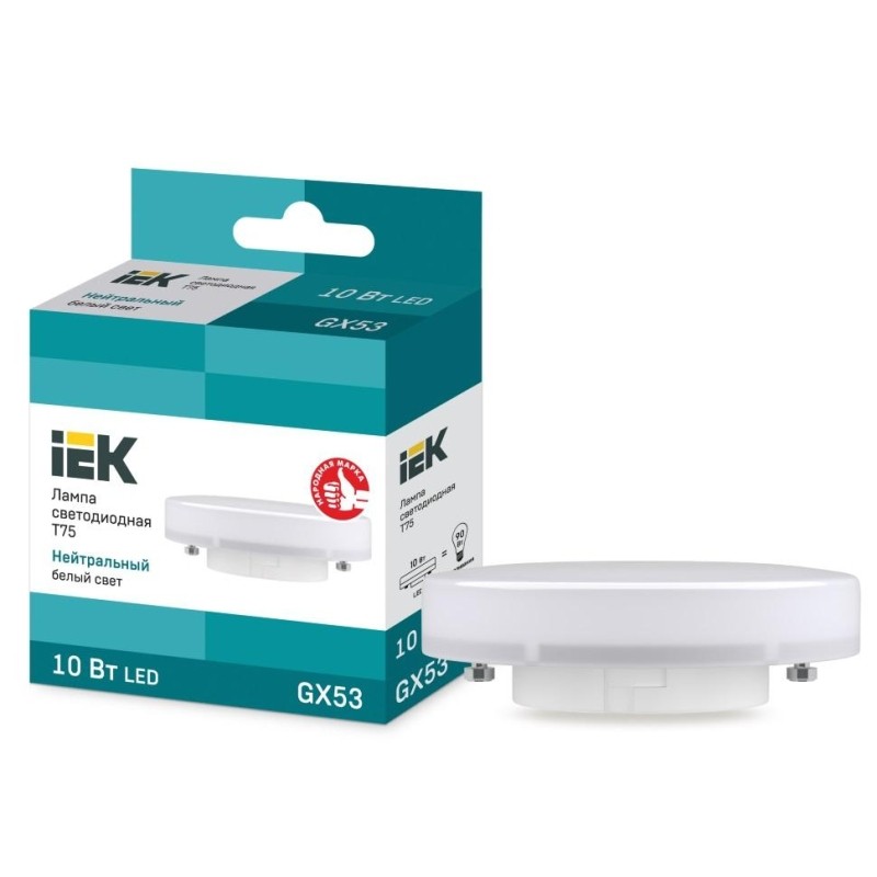 Лампа светодиодная IEK ECO T75 LLE-T80-10-230-40-GX53 10Вт 230В 4000К GX53