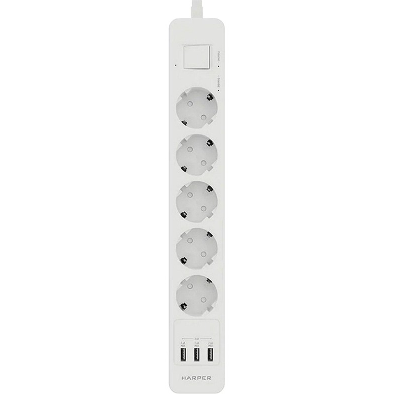 Сетевой фильтр HARPER UCH-560 White 5р/3м/4кВт/16А 3xUSB (H00003014)