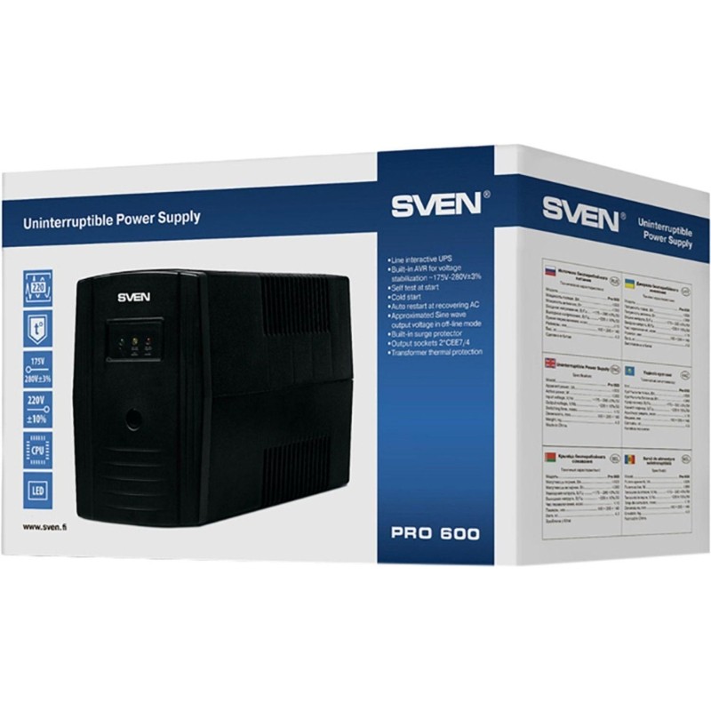 ИБП SVEN Pro 600, 360Вт, 2 евро(SV-013837)