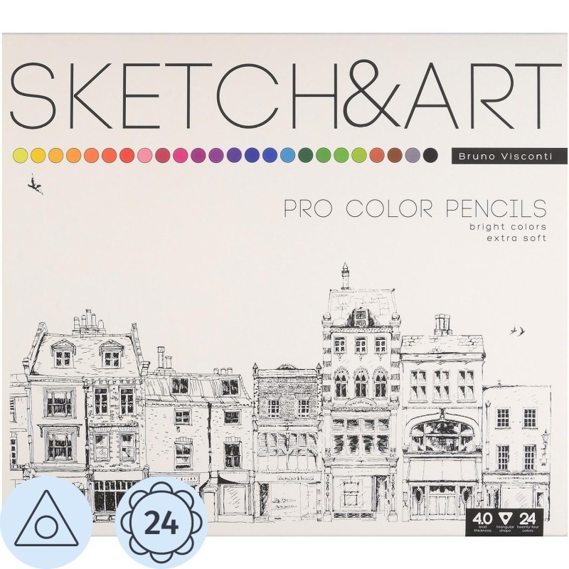 Карандаши цветные для скетч SKETCH&amp;ART 24 цв в мет коробке 30-0042