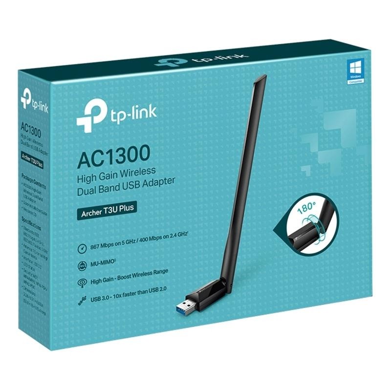 Сетевой адаптер TP-Link Archer T3U Plus,AC1300 двухдиапазонный,Wi-Fi,USB3.0