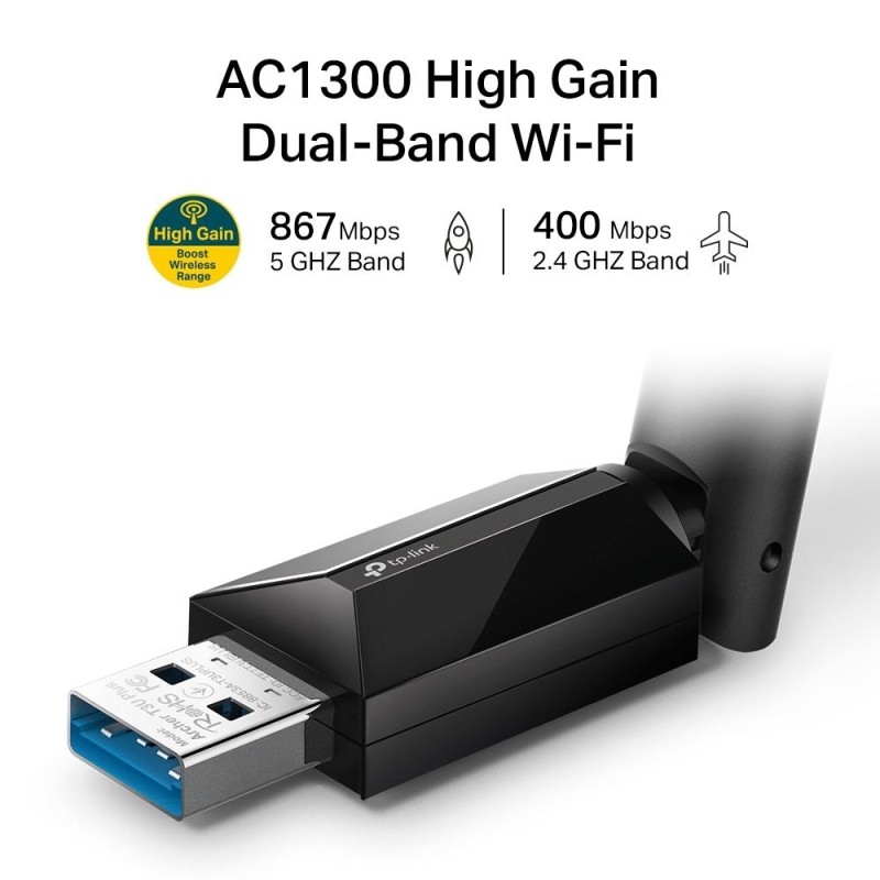 Сетевой адаптер TP-Link Archer T3U Plus,AC1300 двухдиапазонный,Wi-Fi,USB3.0