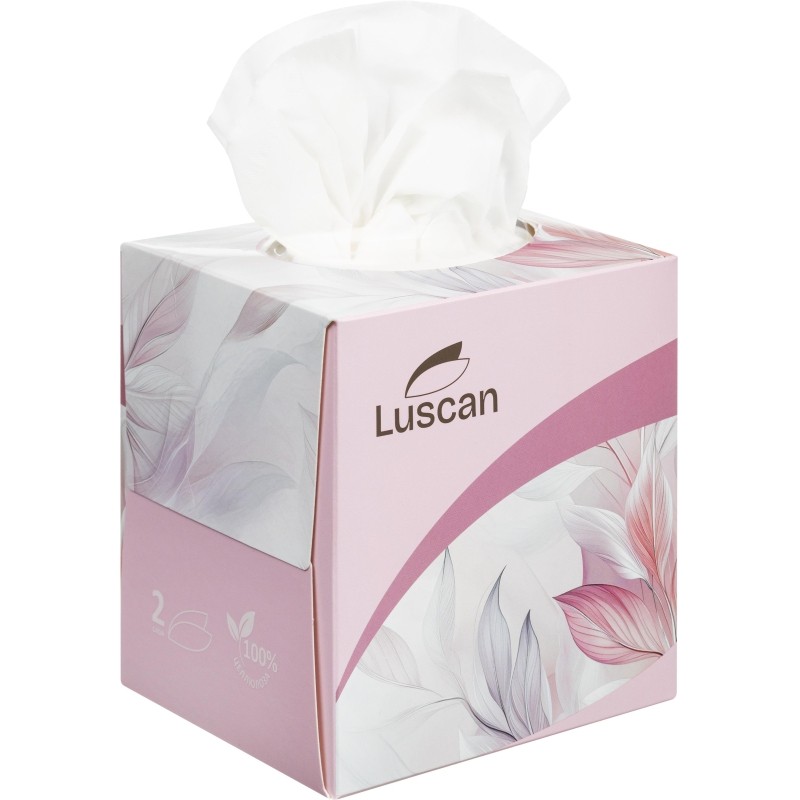 Салфетки косметические Luscan 2сл 90шт/уп в кубе белые