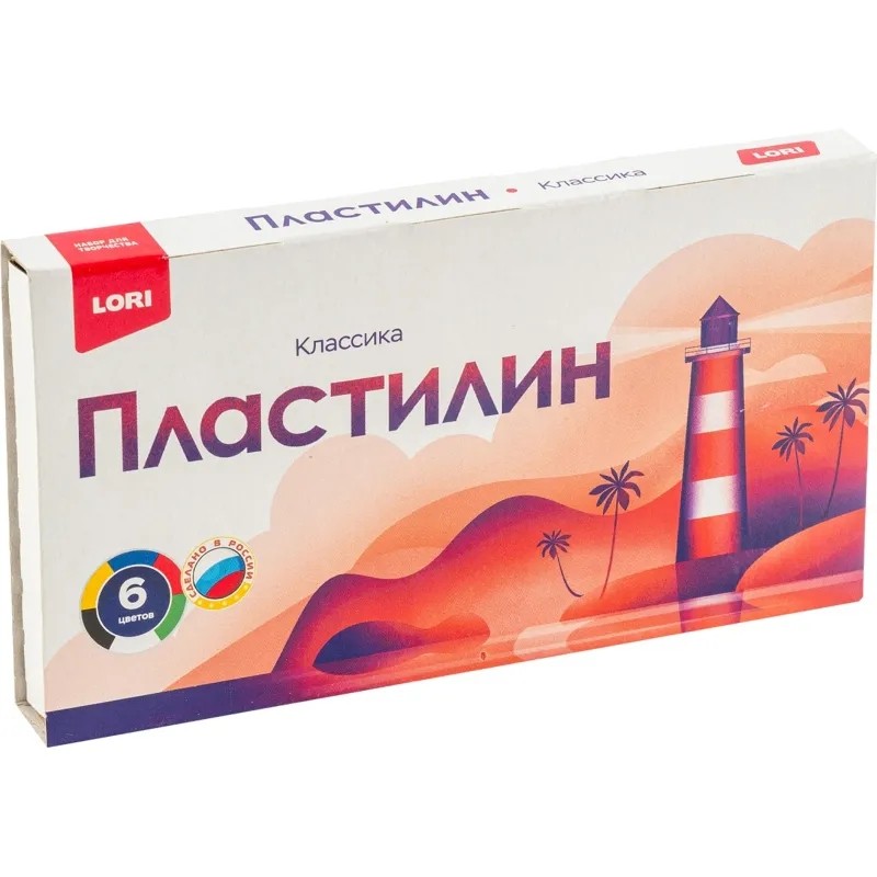Пластилин КЛАССИКА 6 цв, 120гр, пенал Плк-013 набор