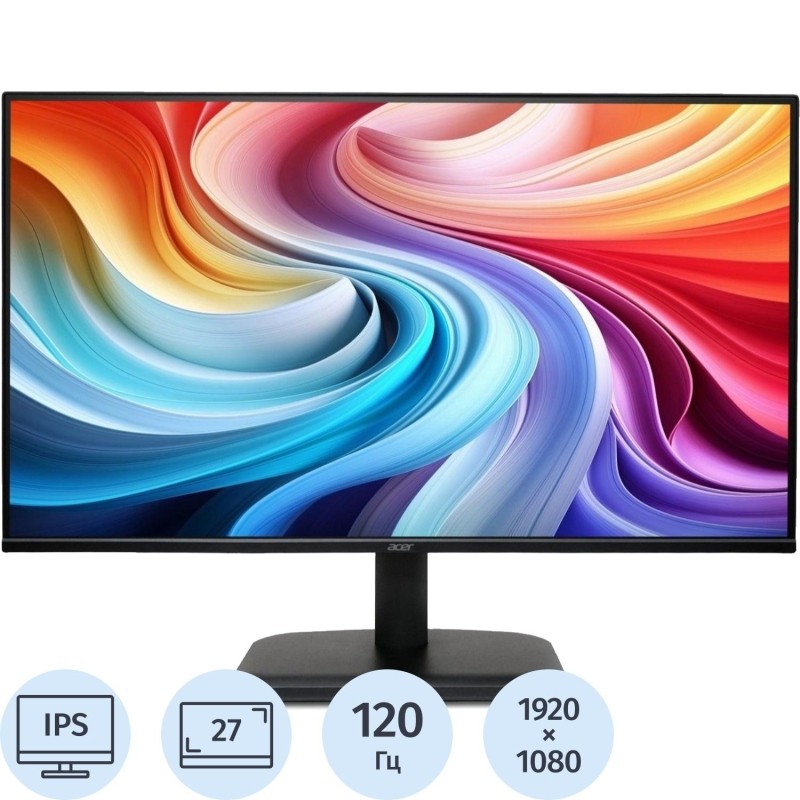 Монитор Acer (UM.HE1CD.G01)27/FHD/IPS/120Hz/250cd/1ms/HDMI/VGA