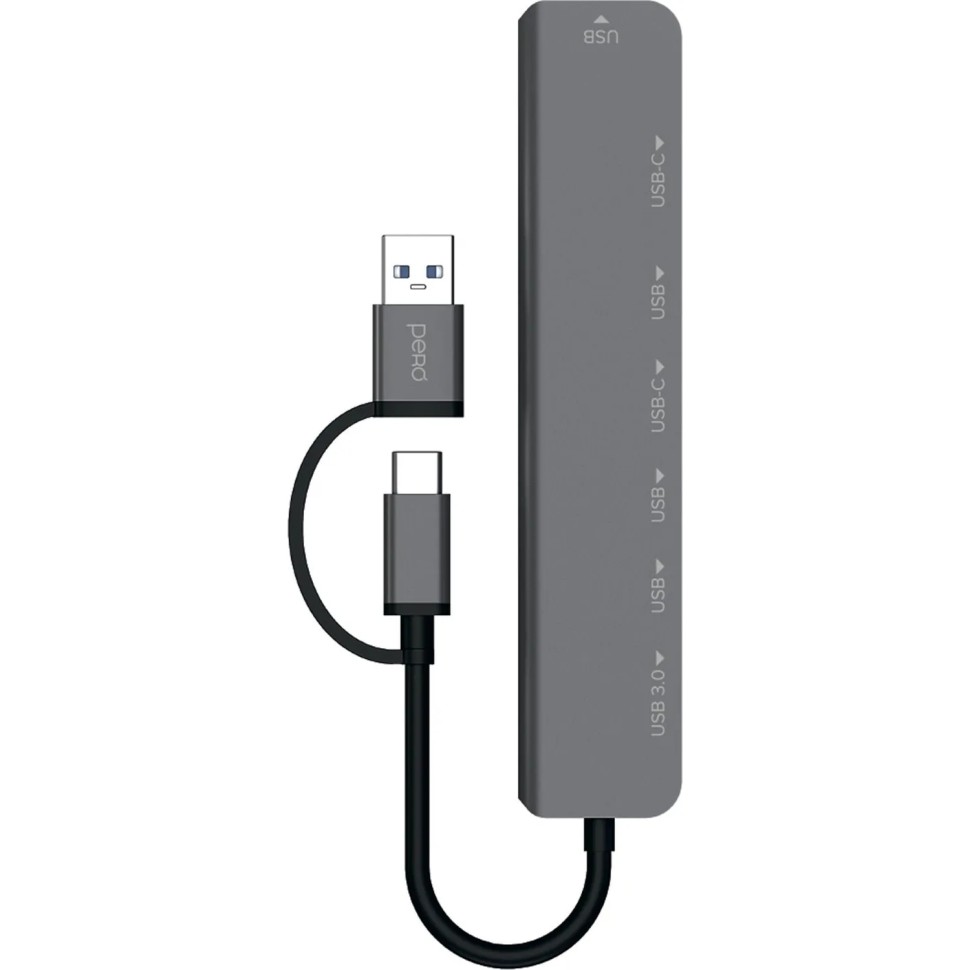 Разветвитель USB PERO MH07 USB-С/A TO SD+TF+3.5MM+USB-C+USB 3.0+3USB2.0,сер Разветвитель USB PERO MH07 USB-С/A TO SD+TF+3.5MM+USB-C+USB 3.0+3USB2.0,сер