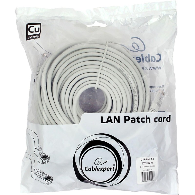 Патч-корд UTP Cablexpert PP10-30M кат.5e, 30м, литой, (серый)