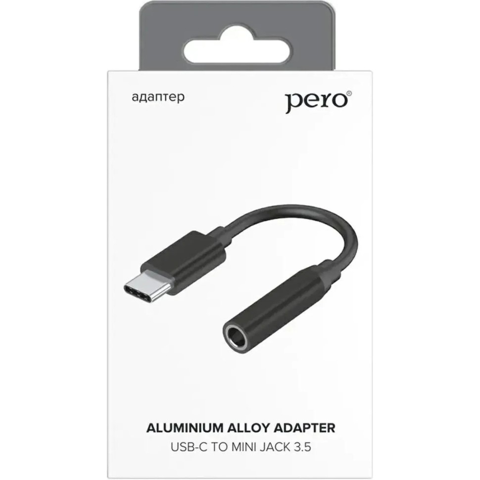 Адаптер PERO AD09 USB-C TO MINI JACK 3.5MM, черный Адаптер PERO AD09 USB-C TO MINI JACK 3.5MM, черный