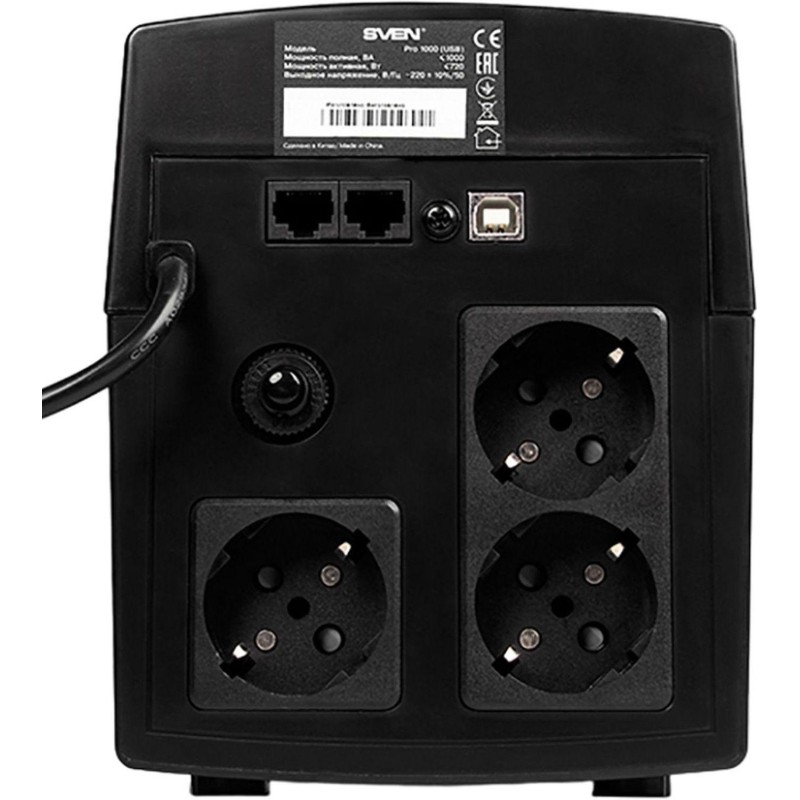 ИБП SVEN Pro 1000, 720Вт, USB, RJ-45, 3 евро (SV-013868)