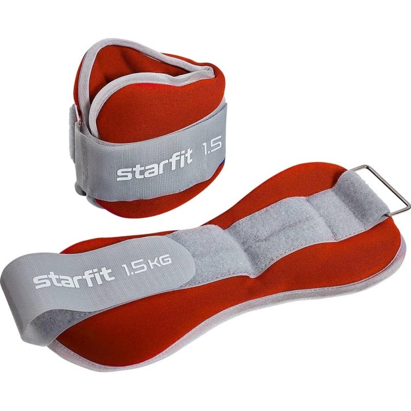Утяжелитель универс STARFIT WT-502 1,5кг, красный/серый.,2шт/уп,ЦБ-00002502