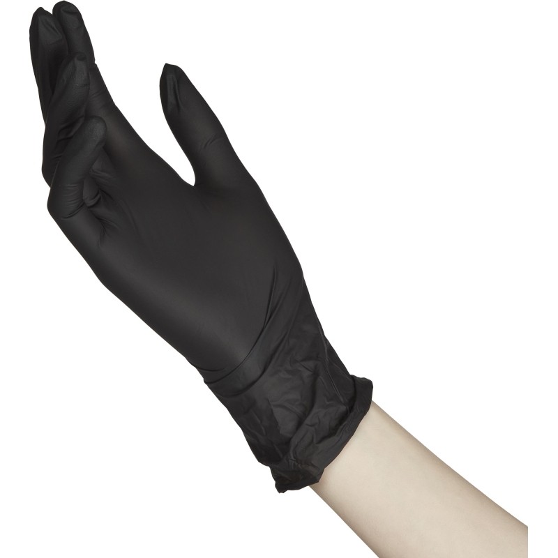 Перчатки нитрил., н/с, н/о,4г./шт,черн.FOXY-GLOVES XS 50пар/уп ШК4167
