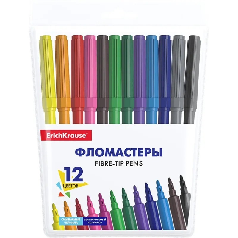 Фломастеры Erich Krause Basic 12 цв., 53368