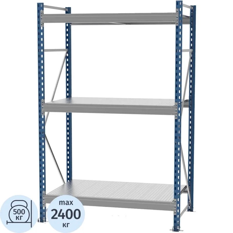 Стеллаж металлический MZ_SGR-V-1583-2,0 3 яруса 1500х800, Выс.2000